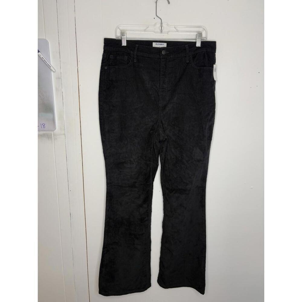 Old Navy Jeans Womens 14 Black Corduroy Secret Smooth Pocket Flare Leg New